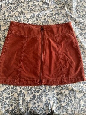Forever 21 Rust Orange Corduroy Front-Zip Mini Skirt